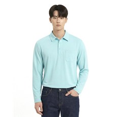 콜핑 남성 시원한 골지 조직감 옆트임 등산 긴팔 카라 티셔츠