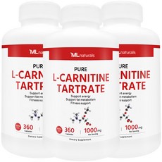 [미국빠른직구] 신제품 마이라이프 내추럴스 L-카르니틴 타르트레이트 1000mg (수퍼사이즈), 360정, 3개