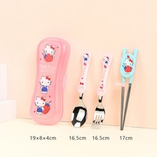 韓國 lilfant 凱蒂貓304不鏽鋼兒童餐具組：學習筷、湯匙、叉子、水杯，多款選擇, 1個, 學習筷4件組, 粉紅色, 學習筷、湯匙、叉子、水杯