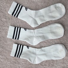 아디다스 3S 쿠션 크루 3P 양말, 백색