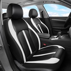 COVER 오버ado 가죽 카시트 커버 앞좌석 및 탄소 섬유 방수 내구성 있는 전천후 프로텍터 SUV 픽업 트럭 세단 자동차 차량 내부에 범용 핏 (블랙), CF-블랙&화이트