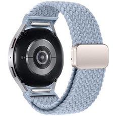 삼성 갤럭시 워치 7 6 5 4 FE 40mm 44mm/6 클래식 43mm 47mm/4 42mm 46mm/5 프로 45mm용 나일론 밴드 원 클릭 부착물 갭 없는 마그네틱, 블루, 블루