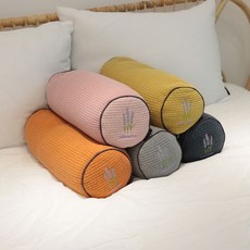 짐스 편안한 피그먼트 순면 누빔 원형 원통 메밀 베개, 그레이