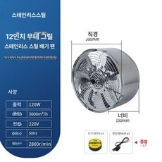 원통형 배기팬 고속 스텐 후드 레인지 산업용 주방용, 30cm 단일 망