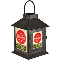 Coca Cola 빈티지 광고 불꽃 없는 사전 조명 LED 금속 코치 랜턴 블랙 16.5cm6.5인치 120481, Coca Cola 빈티지 광고 불꽃 없는 사전 조명 L
