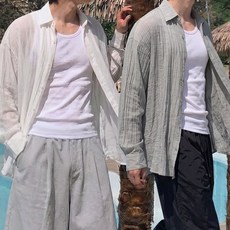 남녀공용 아이스 쉬폰 쿨 여름 긴팔 셔츠