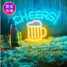 벽네온사인 홈바네온사인 칵테일 글라스 LED 실외 장식, 14_CHEERS 맥주잔 40x28cm 5V 12V