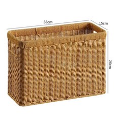 틈새 라탄바구니 등나무 수납바구니 사각라탄바구니 보관함, 1개, X. 연한 커피색 38x15x26cm 더블 핸들