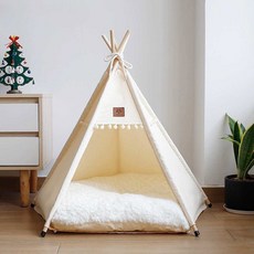 인디언텐트 강아지 댕댕이 애견 쿠션 길냥이 고양이, 옐로 웨이브, 뾰족한 오각 미디움 사이즈 패드