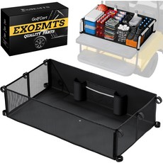 엑소엠츠 4인승 접이식 골프 카트 카고 네트 클럽 카 야마하 이지고용 수납 식료품 쇼핑백 단단한 탄성 정리함 메시 드릴링 없음 조절 가능한 스트랩 야간 반사 블랙, 4인승 접이식 골프 카트 카고 네트, 클럽 카 야마하