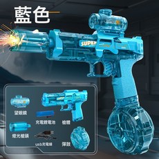 跨境新款火光加特林電動水槍兒童玩具男孩炫酷旋轉強力連發噴水槍, 1個, 小冰鼠一體【藍色】電動水槍:如圖