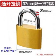 通開掛鎖通用鎖專業級防水宿舍櫃子鎖倉庫學校方便管理通開掛鎖 副廠商品, 1個, 32通開鎖,2把鎖帶2把鑰匙