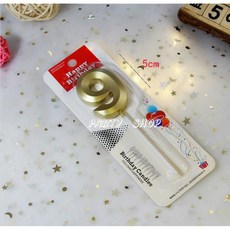 金色質感數字蠟燭 - 生日蛋糕裝飾, 1個, 9(不含運)未滿佰元不出貨