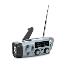 비상방재라디오 수동발전 멀티밴드 라디오 옥외태양광 휴대용 충전 비상공구, 회색, 383SW