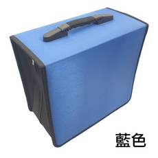 絲光棉布質拉鏈款方型CD包/CD收納包 附提把, 1個, 藍色