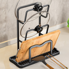 우이지아 냄비뚜껑 국자조리도구 받침대, 블랙3단, 1개