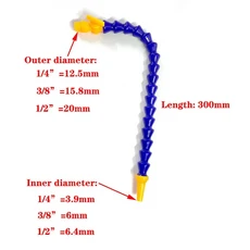 공압 튜브 1/4 "3/8" "BPS 수나사 플라스틱 유연한 물 오일 냉각수 파이프 호스 선반 CNC 기계용, 02 3/8", 08 Round-300MM