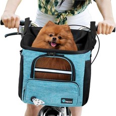 펫아미 4-in-1 반려견 자전거 바구니 핸들바용 통풍 메쉬 카시트 겸용 백팩 이동장 18lbs (Color-Teal Blue)
