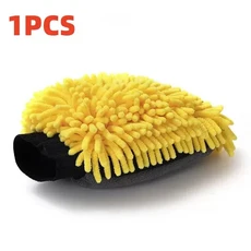1/5pcs 세차 장갑 방수 마이크로 화이버 셔닐 자동차 청소 디테일링 브러시 관리 양면, 06 1PCS Yellow