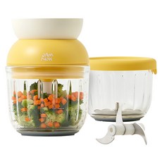 잼먹 무선 만능 다지기 이유식 쵸퍼 내열 강화 유리용기 2P 세트, 1set