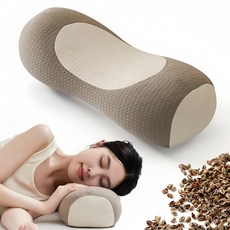 Norvee 3D 인체공학 거북목 완화 메밀 경추베개 수면개선 통기성 베개, 1개, 브라운
