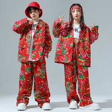 兒童東北大花西裝 街舞演出服 男童女童走秀套裝 少兒中國風潮服