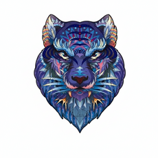 異形動物造型木質拼圖：立體曼陀羅海龜3D不規則拼圖，每塊拼圖都是驚喜, 黑豹(小）, 1個, 100片