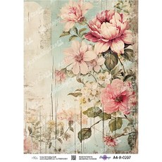 S-mai Art 蝶古巴特拼貼紙 A4 復古花卉藝術紙, R-0207棉紙,A4