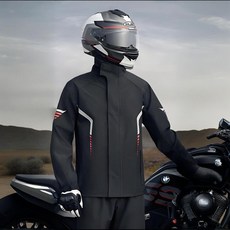 정싱 성인 오토바이 레인코트 폭우방지 우비구 방한 오토바이 라이딩 방수 우비 상하의 세트, 블랙, M