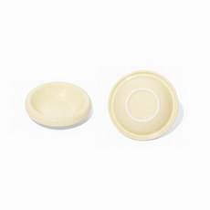 寵物陶瓷雙碗 防打翻 貓食盆 狗碗 糧碗 水碗 寵物用品, 奶黃色單碗,寵物碗, 1個