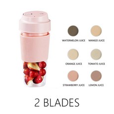 휴대용 USB 미니 전기 과일 믹서 블렌더 추출기 밀크 쉐이크 다기능 주스 메이커 기계, Pink 4 Blades