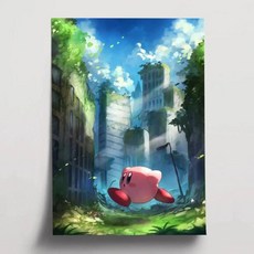 만화 귀여운 커비 포스터 자기 접착 아트 방수 종이 스티커 커피 하우스 벽장식, 1개, 9. z3