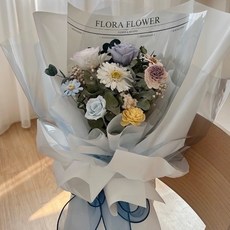 Floraflower 乾燥永生花束 - 風傳花信〖韓系花束〗畢業花束 藍色乾燥花 情人節禮物, 花束(無提袋)