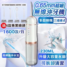 無線沖牙機 0.65mm超細噴嘴 三檔模式 230ml大容量水箱, 脈衝模式附贈四個頭 ,翡翠綠 缺色恕以不挑色出貨