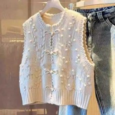 조끼 베스트 민소매 여성 탑 가을 귀엽고 사랑스런 패션 레이어드 뜨개 조끼