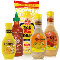 드레싱 소스 5종 C타입 (후이펑 스리라차 481g+오뚜기마요네즈 500g+참깨드레싱 495g+아일랜드드레싱500g+허니머스타드 265g), 1세트