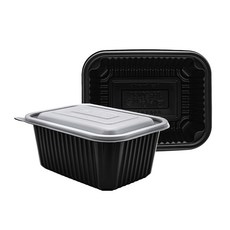 [일용상회]사각 찜용기 JH 20159 대 1600ml 100세트 PP 검정, 100개, 1세트