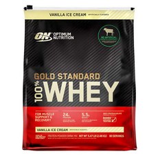 Optimum Nutrition 골드 스탠다드 100% 유청 단백질 바닐라 맛 5.46lb 2.48kg 옵티멈 뉴트리션 Optimum Nutrition, 1개