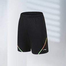 LN 比賽隊服羽球衣短袖運動套裝 透氣速乾情侶款, 黑色短褲,2XL