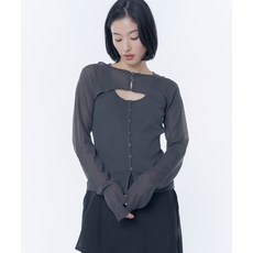 [미세키서울] Layered bolero knit top CHARCOAL