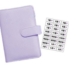 제이엔케이스토어 파스텔 예쁜 색감 6공 바인더 A6 다이어리, 1개(카테고리 스티커포함), 퍼플