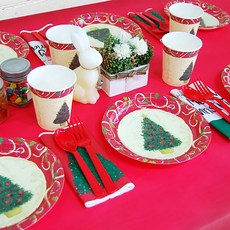 6인용 파티세트 [크리스마스트리 레드], 1개, 1개