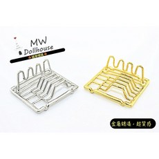 隨草憶境 迷你碗碟架 洗碗架 瀝碗籃 瀝盤架 微縮模型 食玩模型 微縮場景, 1個, 銀色款