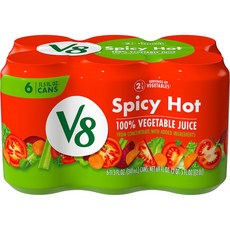 V8 오리지널 100% 야채주스 V8 Spicy Hot 100% Vegetable Juice 11.5 fl oz Can (6 Pack), 69 Fl Oz (Pack of 1)