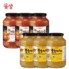 꽃샘식품 꿀유자차S 1kg x 3개 + 꿀레드자몽차 1kg x 3개, 1박스