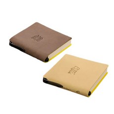 봄밤 포켓 정사각 노트 펜포함, 1세트, 모카브라운+카키베이지