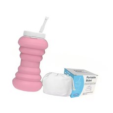 접이식 여행용 비데와 600ml 병 핑크 블랙 블루 그린 여성 세탁기, Pink