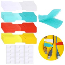 케이블 라벨 및 코드 태그 50개 - 색상 와이어 라벨 20개 및 전자 제품 정리용 화이트 코드 라벨 30개