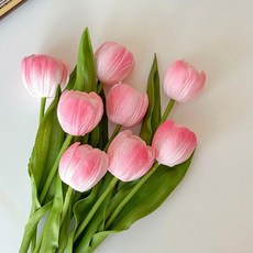 仿真鬱金香塑料花瓶家居裝飾擺件, 仙女推薦-胖嘟嘟鬱香金/五支梅粉款, 1個