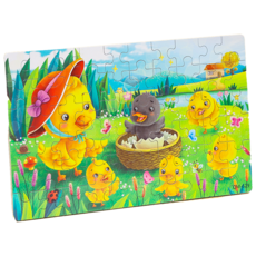 卡通拼圖 兒童益智玩具 趣味拼圖 鐵盒裝, 【60片】醜小鴨, 1個, 60片